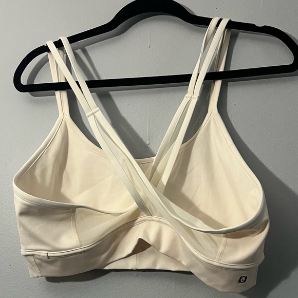 LE ORE portofino mesh-trimmed cross cross back sports bra in cream size xl - Picture 2 of 4